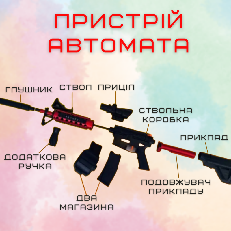 Детский Игрушечный Гель Бластер на Орбизах M416 Орбиган + Глушитель + Оптика + Обойма Барабан 95 см Красный
