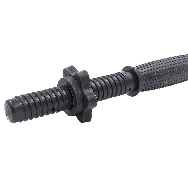 Гриф гантельный пластиковый с насечкой с замками SHUANG CAI SPORTS TA-80243-42 (TA-80257-42) (l-42, d-25мм, черный)