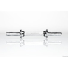 Гриф гантельный с насечкой хромированный с замками SHUANG CAI SPORTS TA-8049 (l-40см, d-25мм, вес 1,3кг)