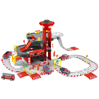 Игровой Набор Пожарника Детский Гараж Для Машинок с Парковкой и Лифтом на 3 этажа "Пожарная Станция" Три Машинки со Светом и Звуком