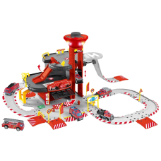 Игровой Набор Пожарника Детский Гараж Для Машинок с Парковкой и Лифтом на 3 этажа "Пожарная Станция" Три Машинки со Светом и Звуком