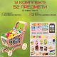 Игровой Набор Тележка с Продуктами Детская 52 Предмета + Игрушечные Деньги + Терминал Розовая