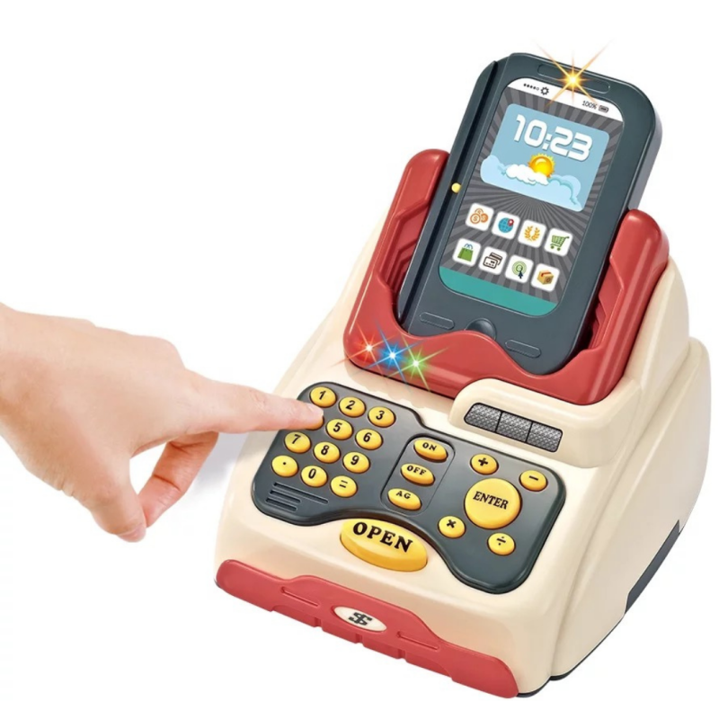 Игра Магазин Детский Набор Супермаркет с Кассой + Сканер + Терминал со Светом и Звуком 48 Деталей