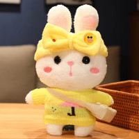 Большая Плюшевая Игрушка Мягкий Заяц Лалафанфан в Жёлтом Костюме и Очках с Сумочкой Cafe Mimi 30 см