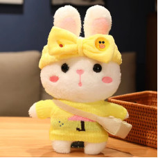 Большая Плюшевая Игрушка Мягкий Заяц Лалафанфан в Жёлтом Костюме и Очках с Сумочкой Cafe Mimi 30 см