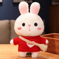 Большая Мягкая Игрушка Плюшевый Заяц Лалафанфан в Красном Костюме с Сумочкой и в Очках Cafe Mimi 30 см