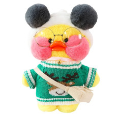 Утка Лалафанфан в Очках Большая Желтая Cafe Mimi в Зеленой Одежде и Сумочкой 30 см