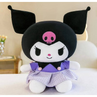 Колекційна Плюшева Аніме Іграшка Велика М'яка Куромі в Пурпурній Сукні в Клітинку Hello Kitty 55 см