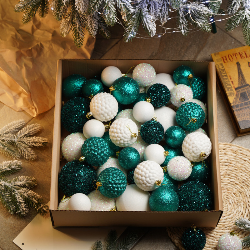 Набір іграшок ялинкових Блиск 40 шт Смарагдовий