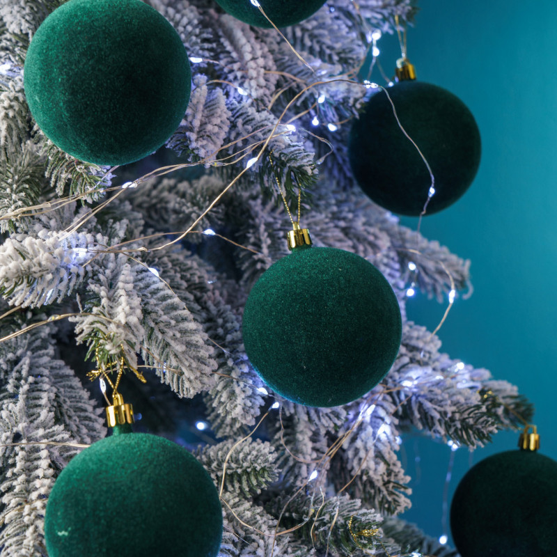 Набір новорічних шарів Оксамит D-8 см 18 шт. Смарагдовий