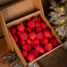 Набір іграшок ялинкових Оксамит 40шт Червоний