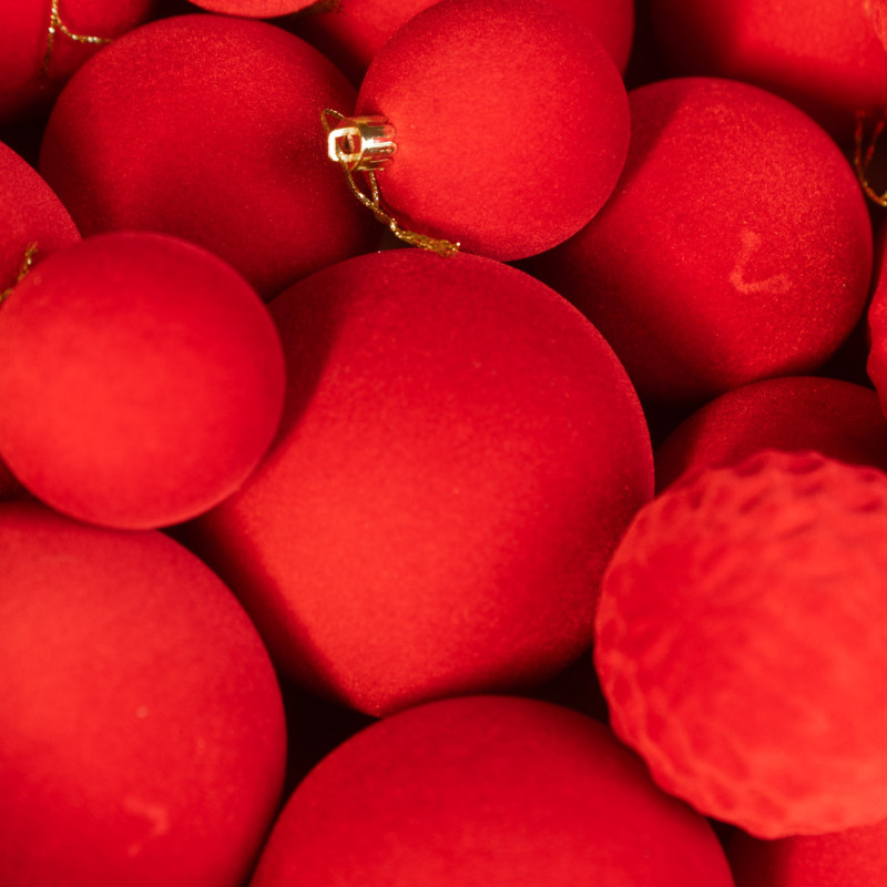 Набір іграшок ялинкових Оксамит 40шт Червоний