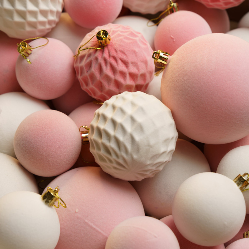 Набір іграшок ялинкових Оксамит 40шт Рожевий