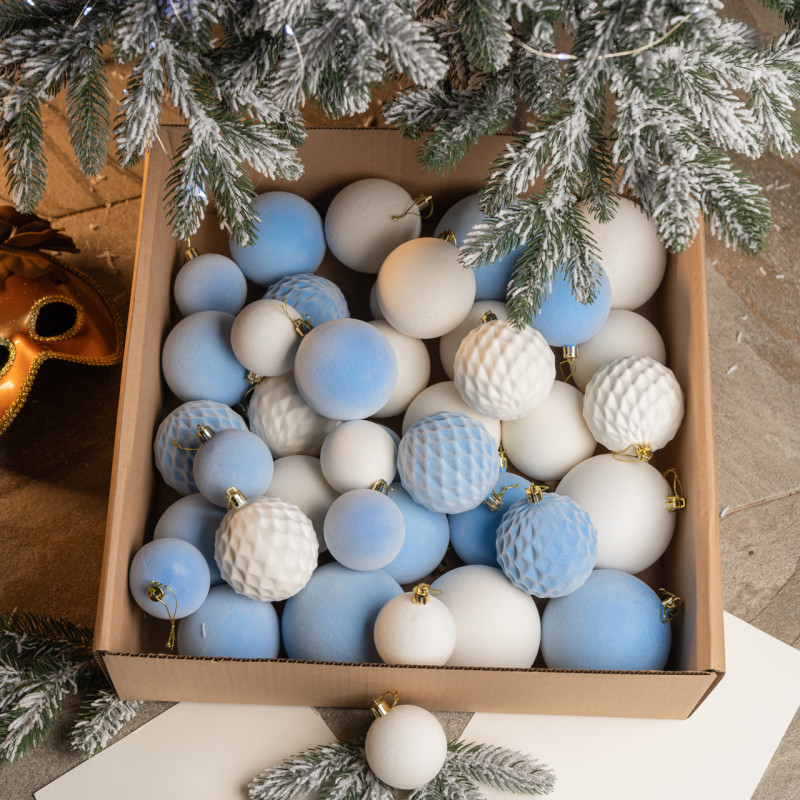 Набір іграшок ялинкових Оксамит 40шт Голубий
