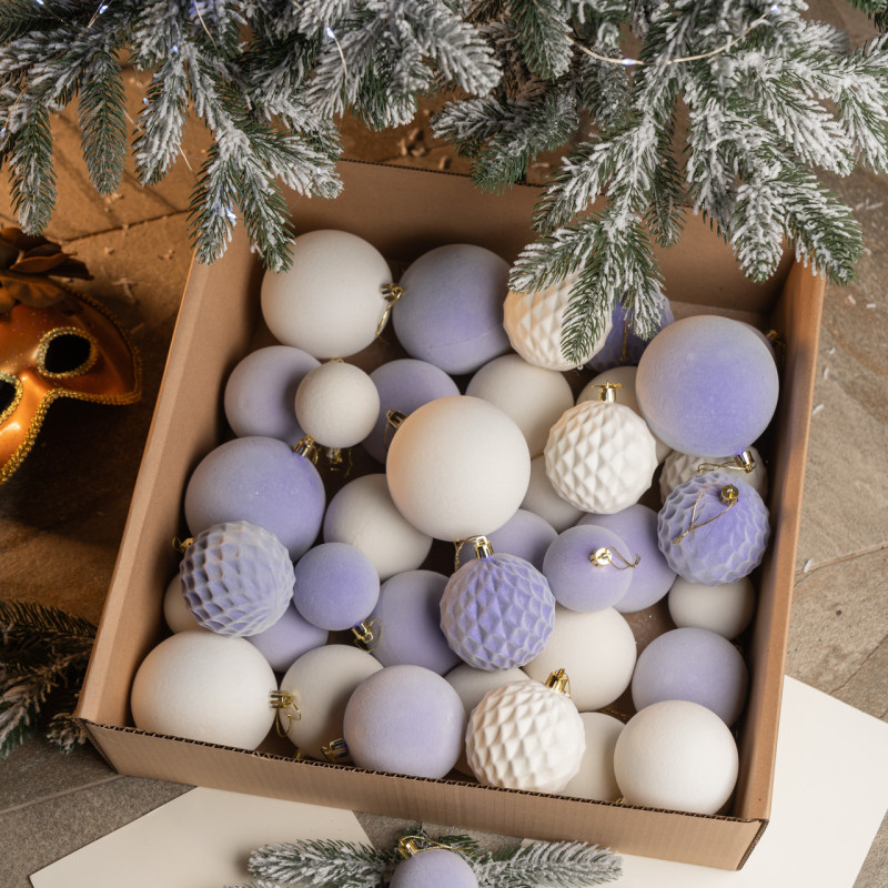 Набір іграшок ялинкових Оксамит 40шт Фіолетовий