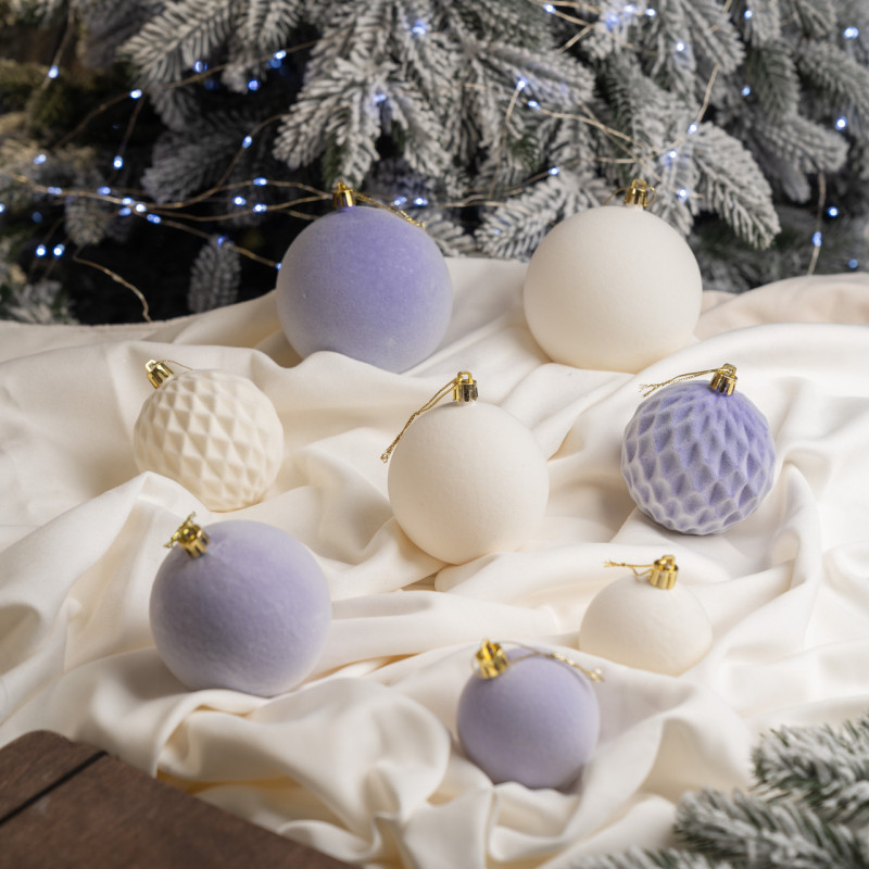 Набір іграшок ялинкових Оксамит 40шт Фіолетовий