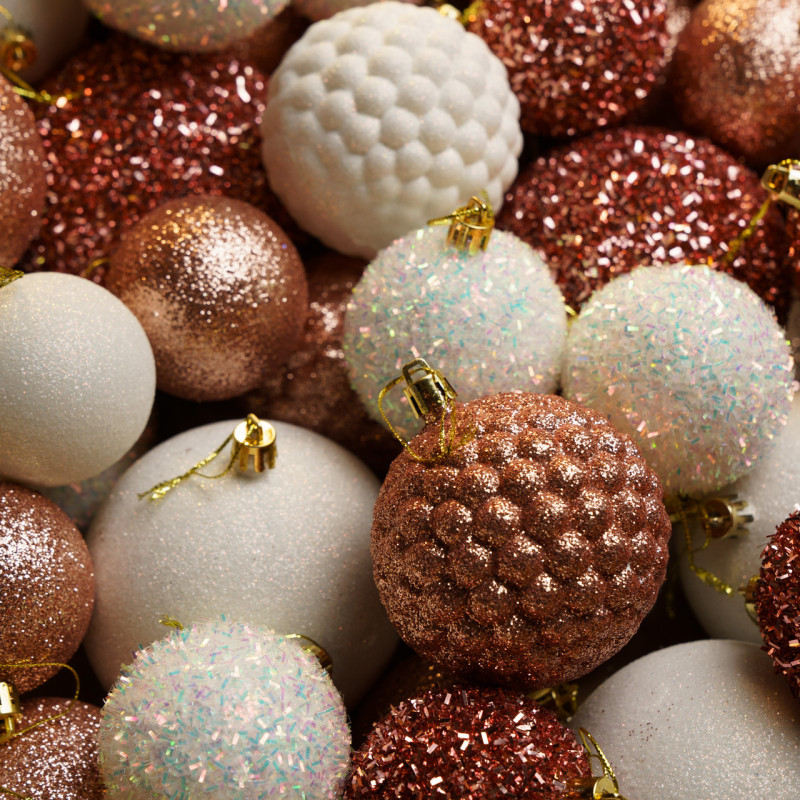 Набір іграшок ялинкових Блиск 40 шт Рожеве-золото