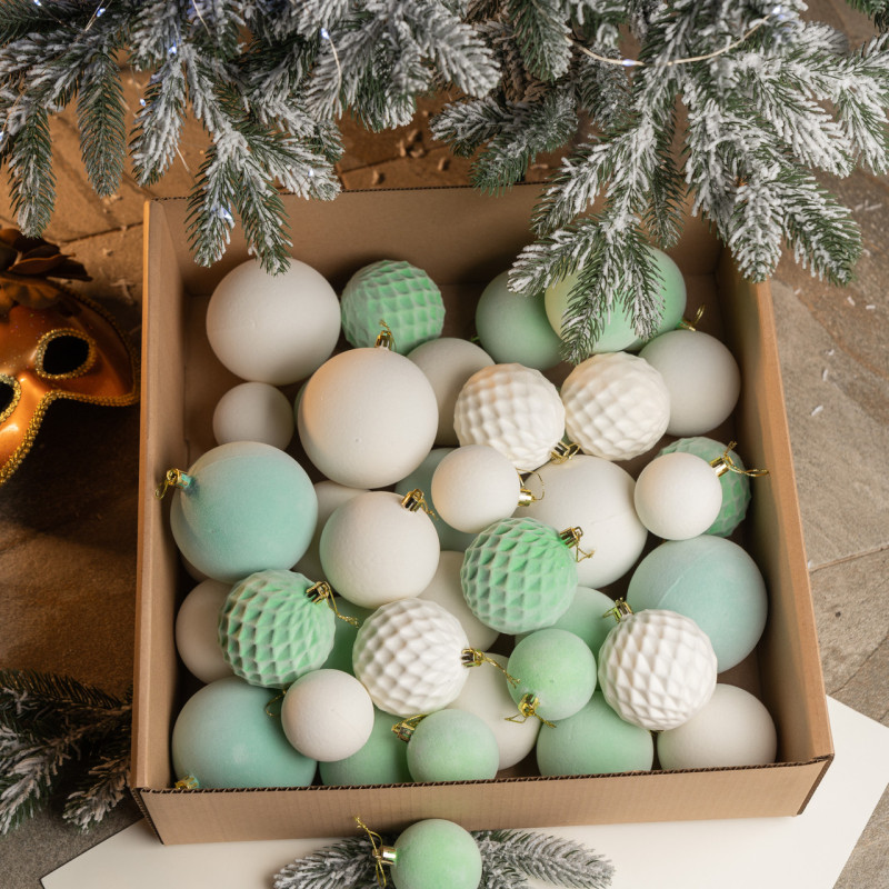 Набір іграшок ялинкових Оксамит 40шт М'ятний