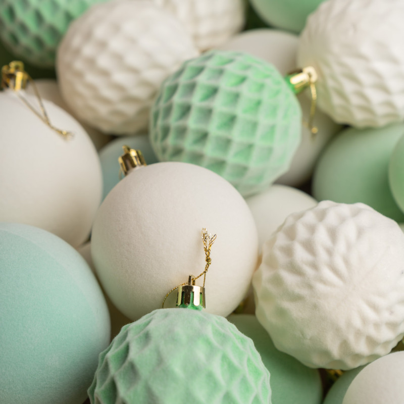 Набір іграшок ялинкових Оксамит 40шт М'ятний