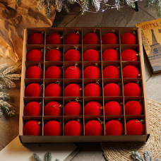 Набір новорічних шарів Оксамит D-8 см 18 шт. Червоний