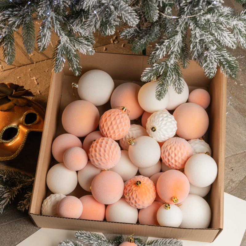 Набір іграшок ялинкових Оксамит 40шт Персиковий