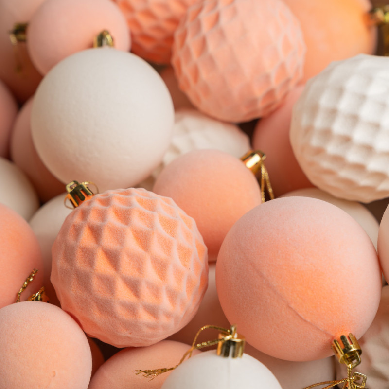 Набір іграшок ялинкових Оксамит 40шт Персиковий