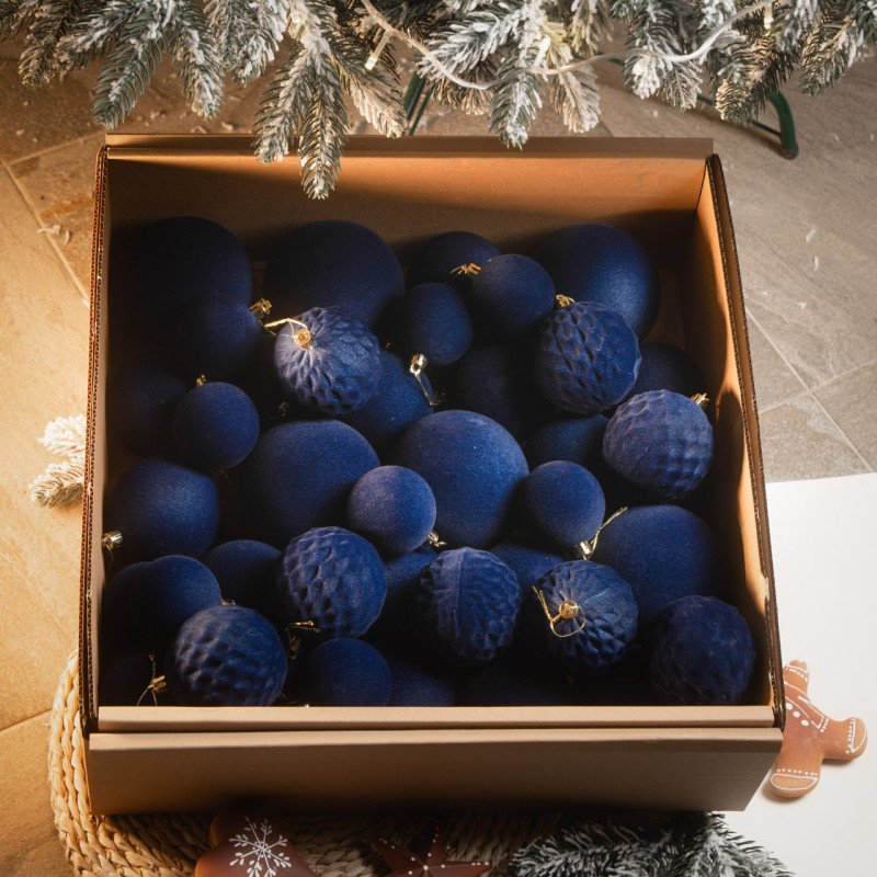 Набір іграшок ялинкових Оксамит 40шт Джинсовий