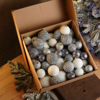 Набір іграшок ялинкових Блиск 40 шт Срібний