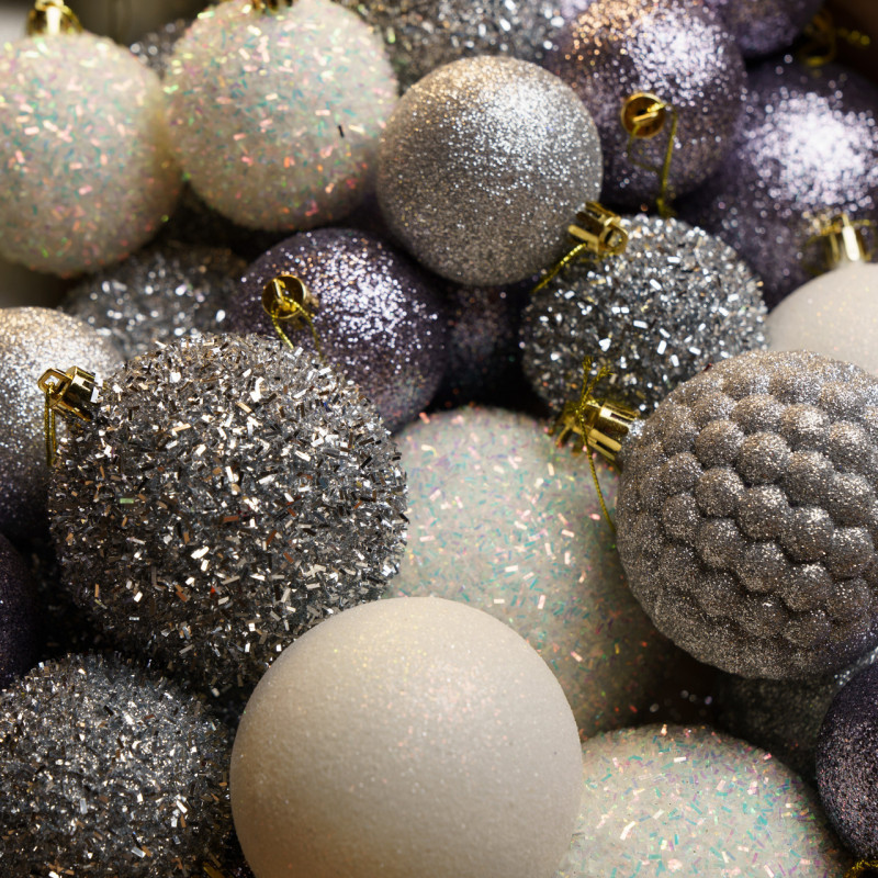 Набір іграшок ялинкових Блиск 40 шт Срібний