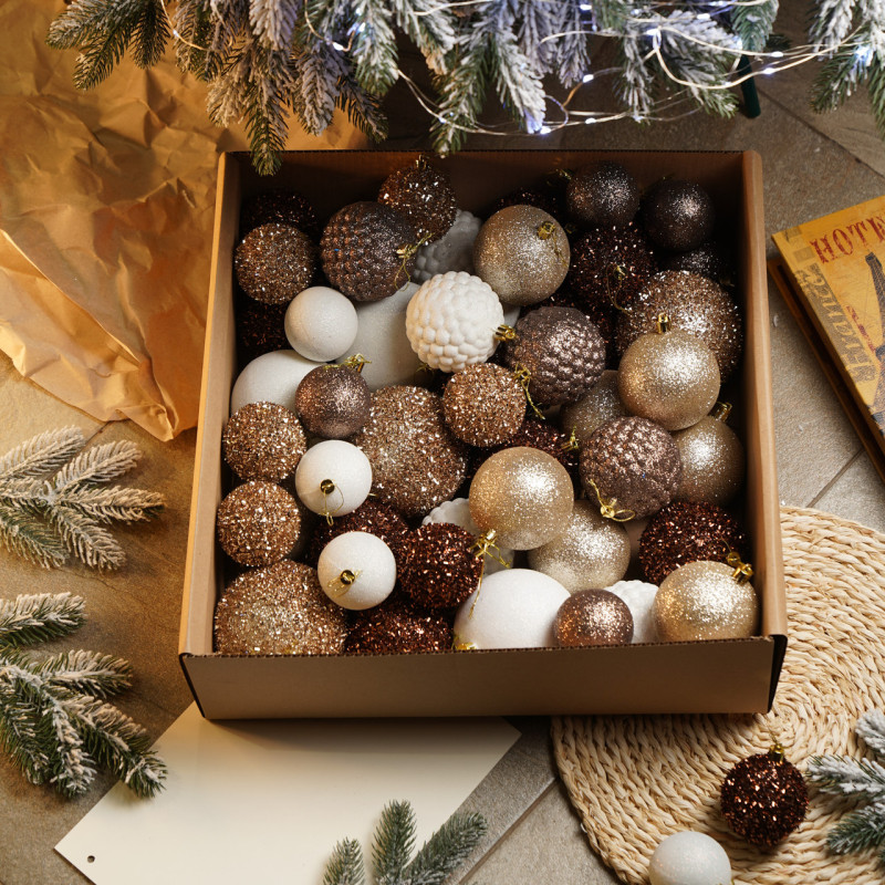 Набір іграшок ялинкових Блиск 40 шт Коричневий