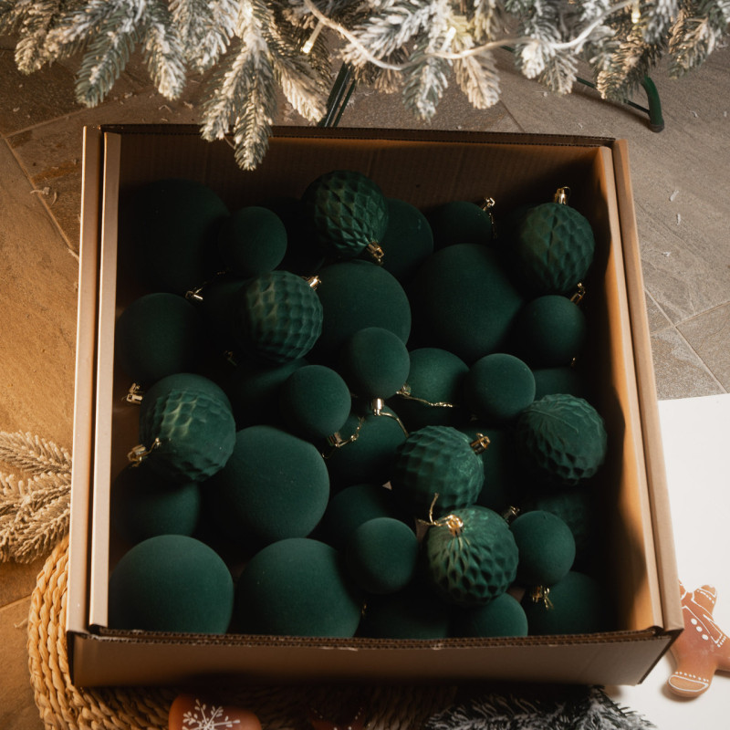 Набір іграшок ялинкових Оксамит 40шт Смарагдовий