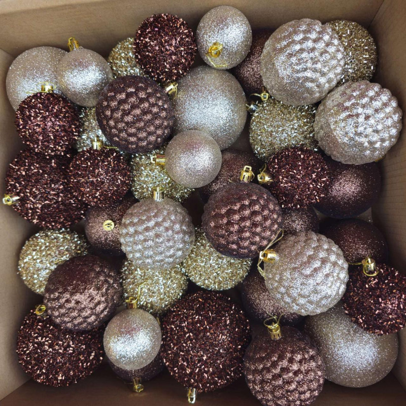 Набір іграшок ялинкових Блиск 40 шт Коричневий
