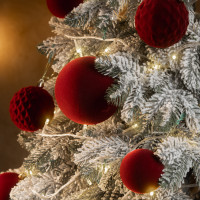 Набір новорічних шарів Оксамит D-8 см 25 шт. Бордовий