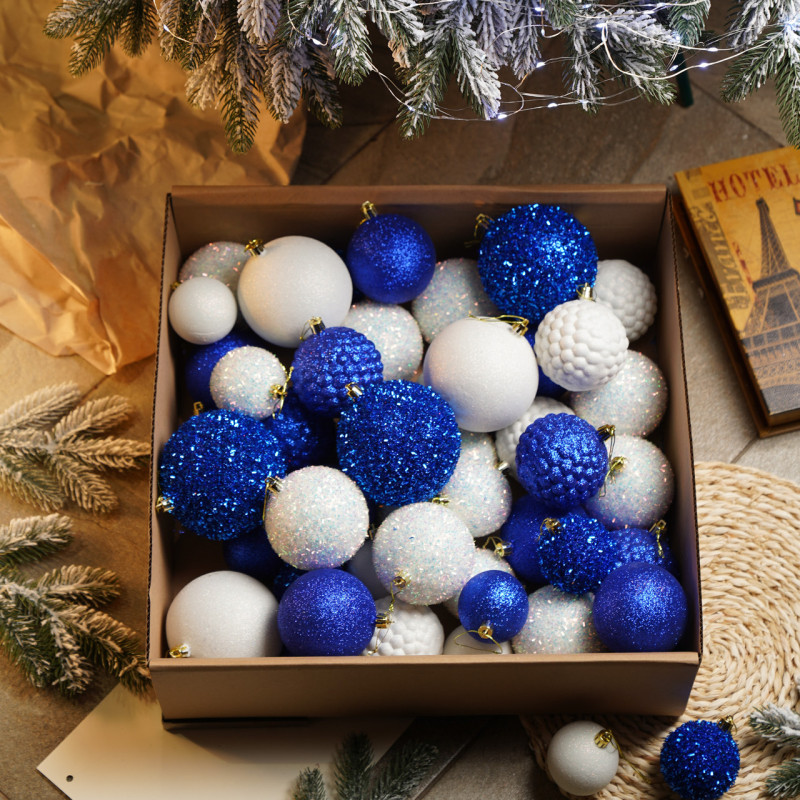 Набір іграшок ялинкових Блиск 40 шт Синій