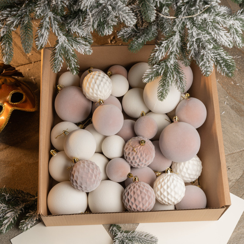 Набір іграшок ялинкових Оксамит 40шт Бежевий