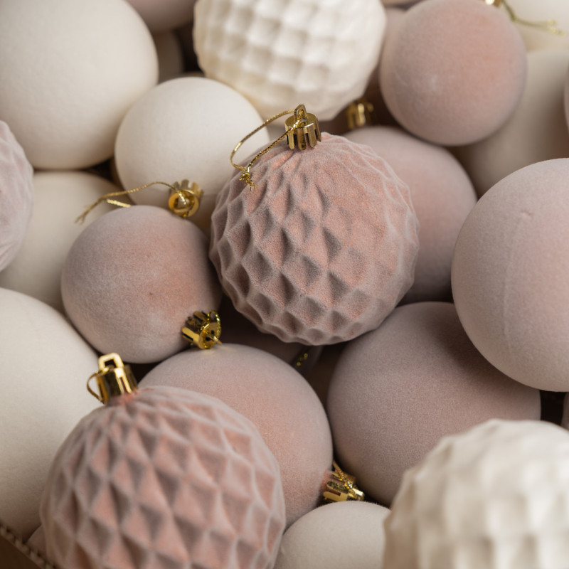 Набір іграшок ялинкових Оксамит 40шт Бежевий
