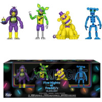Коллекционный Набор Фигурок Статуэток Фнаф Фредди 4 Персонажа Five Nights at Freddy’s Blacklight – Фредди Скелетон Чика и Фоксі в Подарочной Упаковке