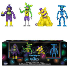 Коллекционный Набор Фигурок Статуэток Фнаф Фредди 4 Персонажа Five Nights at Freddy’s Blacklight – Фредди Скелетон Чика и Фоксі в Подарочной Упаковке