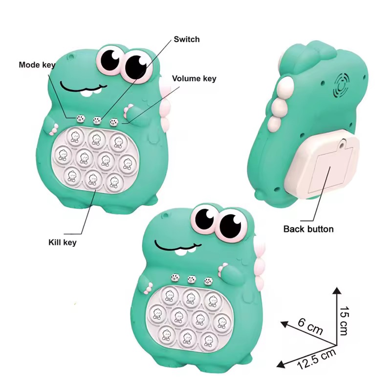 Детская Развивающая Интерактивная Игрушка Антистресс Электронный Pop It Pro 5 Режимов + Подсветка Поп Ит Динозавр Зелёный