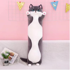 Кот Батон Мягкая Игрушка Антистресс Подушка Плюшевый Котик Обнимашка 75 см Серый