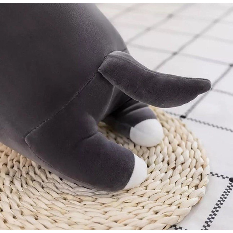 Мягкая Игрушка Подушка Обнимашка Кот Батон Большой Антистресс 110 см Серый