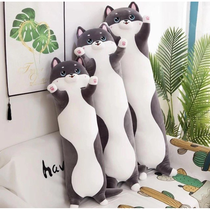 Мягкая Игрушка Подушка Обнимашка Кот Батон Большой Антистресс 110 см Серый