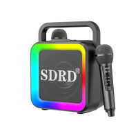 Портативна Блютуз Караоке Система SDRD на Два Бездротових Мікрофони з Функцією Зміни Голосу та LED Підсвічуванням SD516 Біла