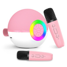 Беспроводная Мини Караоке Система T97 Переносная Портативная Bluetooth Колонка на 2 Микрофона + Функция Смены Голоса + LED Подсветка Фиолетовая