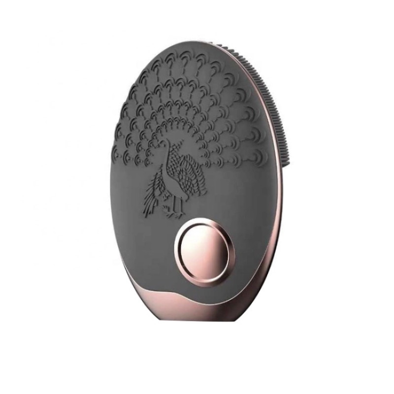 Ультразвуковая Электрическая Силиконовая Щетка Массажер Для Лица с Функцией Фототерапии Черная