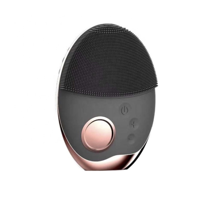 Ультразвуковая Электрическая Силиконовая Щетка Массажер Для Лица с Функцией Фототерапии Черная