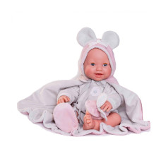 Испанская Новорождённая Кукла Пупс с Закрывающимися Глазами Antonio Juan Девочка Младенец Пьёт Воду Ходит на Горшок 42 см