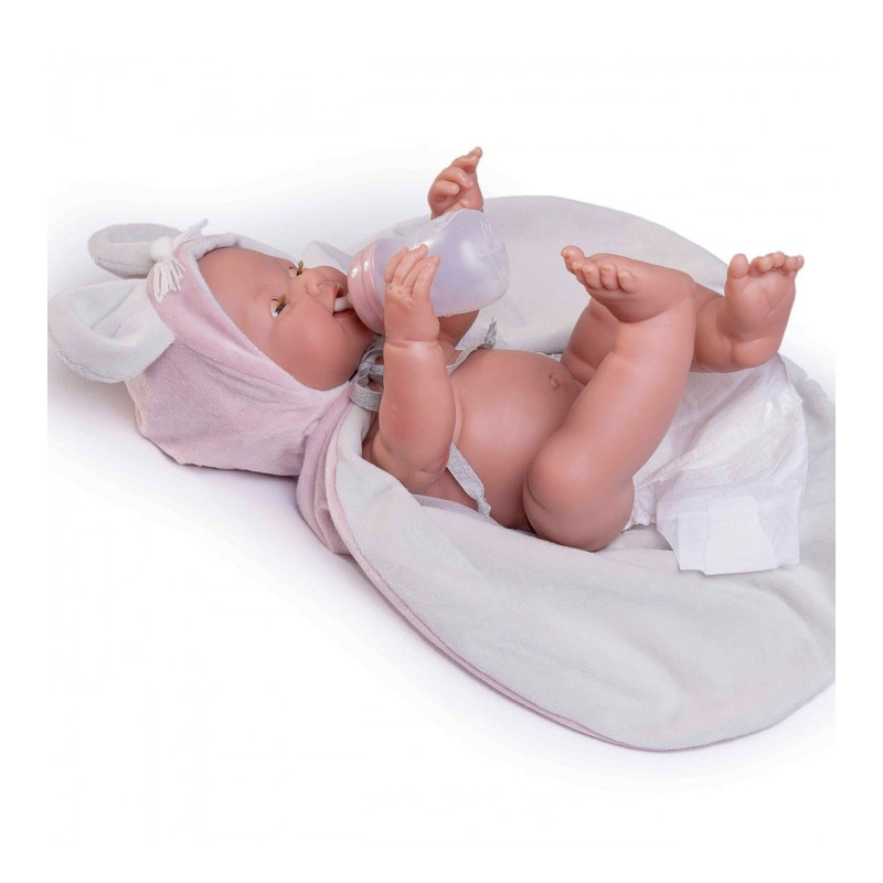 Испанская Новорождённая Кукла Пупс с Закрывающимися Глазами Antonio Juan Девочка Младенец Пьёт Воду Ходит на Горшок 42 см