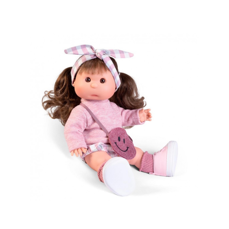 Испанская Виниловая Кукла с Волосами Ирис Antonio Juan Оригинальная Девочка Брюнетка с Сумочкой Iris 38 см