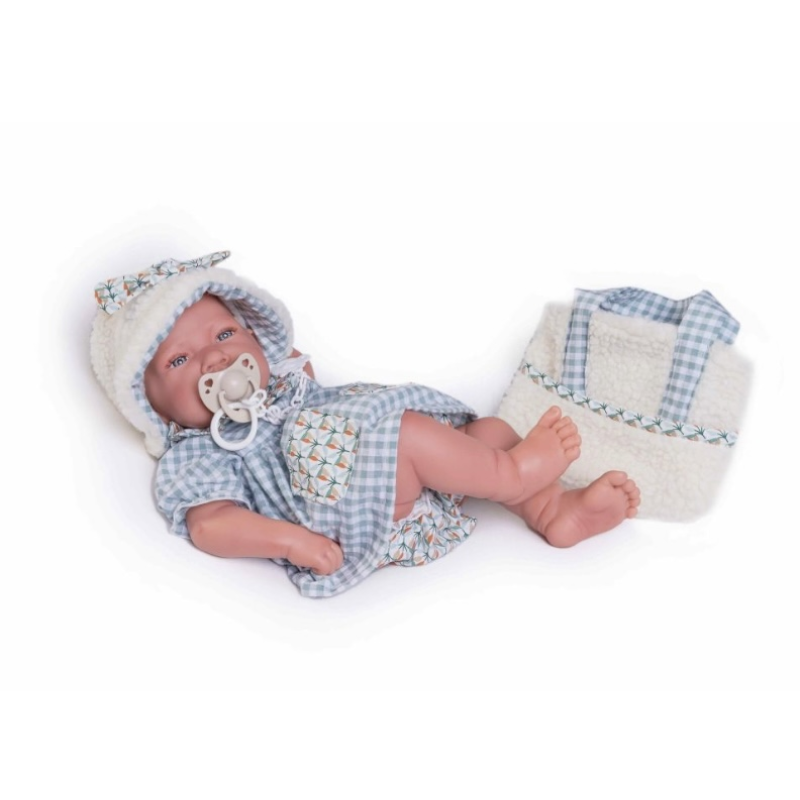 Виниловая Испанская Кукла Реборн Antonio Juan Новорожденная Девочка Младенец с Сумочкой Антонио Хуан 42 см